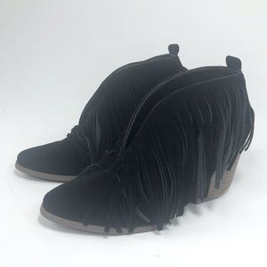 Black Fringe Booties